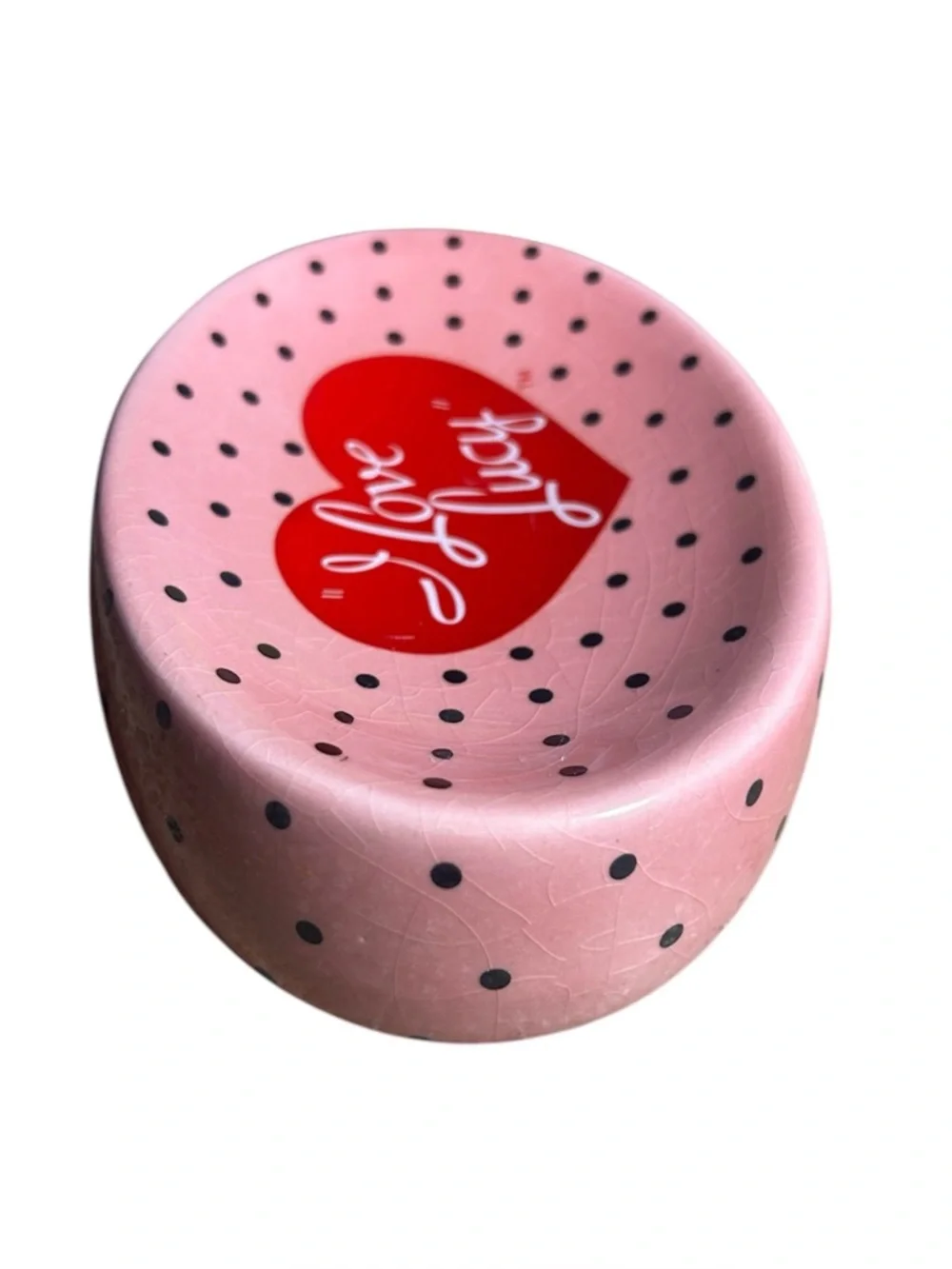 2006 Pink, Polka-dotted “I Love Lucy” Soap Dish